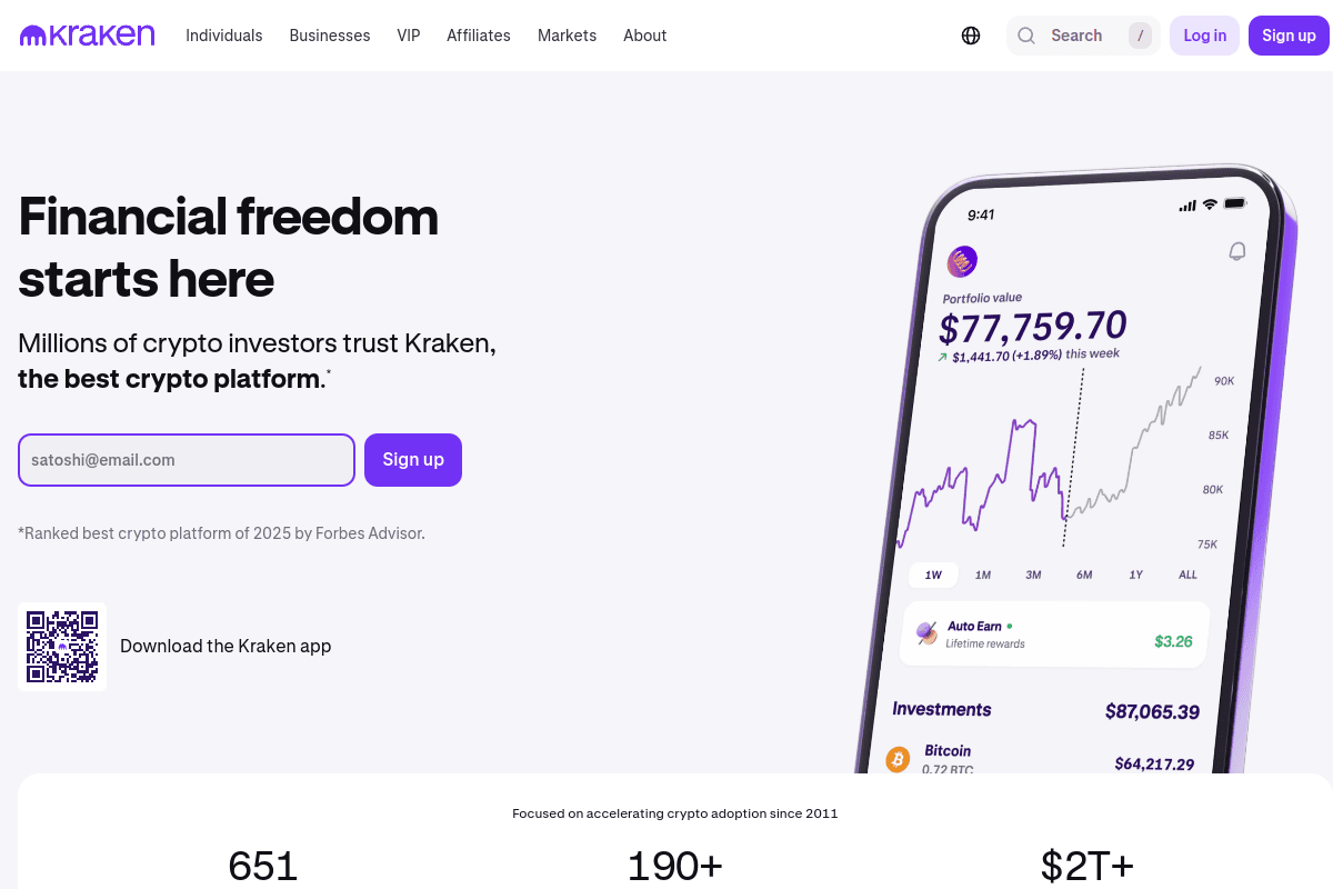 Kraken website preview